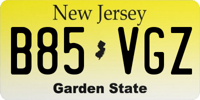 NJ license plate B85VGZ