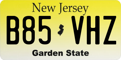 NJ license plate B85VHZ