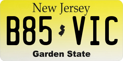 NJ license plate B85VIC