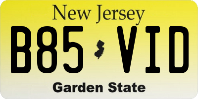 NJ license plate B85VID