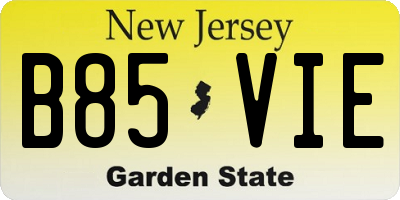 NJ license plate B85VIE