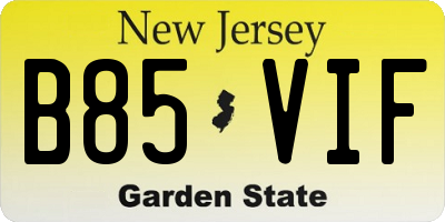 NJ license plate B85VIF