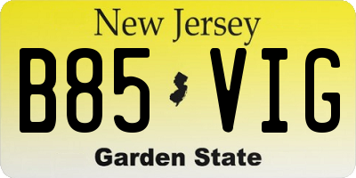 NJ license plate B85VIG