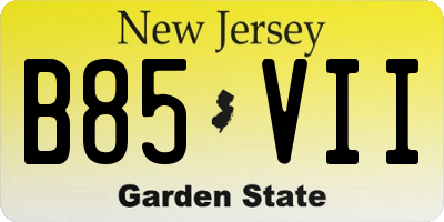 NJ license plate B85VII