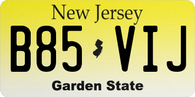 NJ license plate B85VIJ