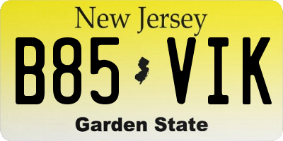 NJ license plate B85VIK