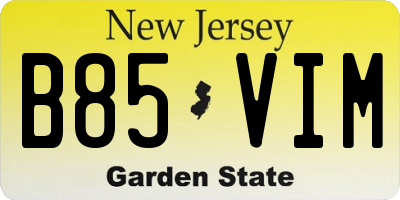 NJ license plate B85VIM
