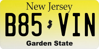 NJ license plate B85VIN