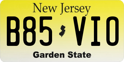NJ license plate B85VIO
