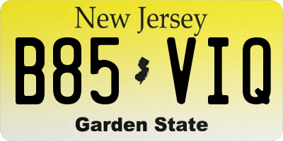 NJ license plate B85VIQ