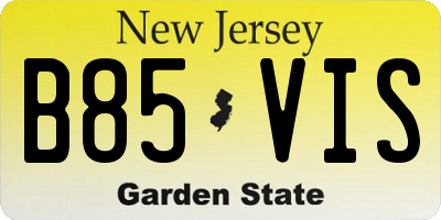 NJ license plate B85VIS