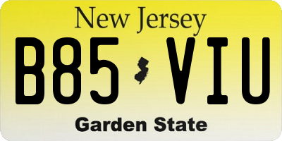 NJ license plate B85VIU
