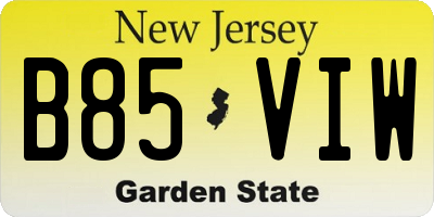 NJ license plate B85VIW