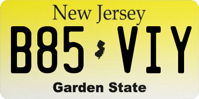 NJ license plate B85VIY