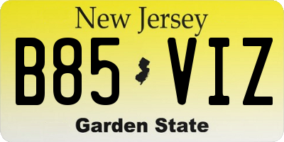 NJ license plate B85VIZ