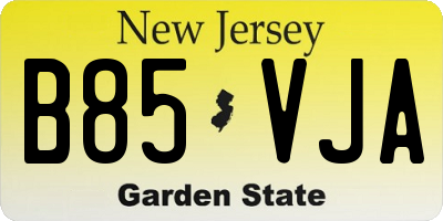 NJ license plate B85VJA
