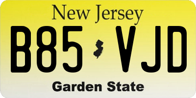 NJ license plate B85VJD
