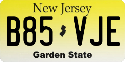 NJ license plate B85VJE
