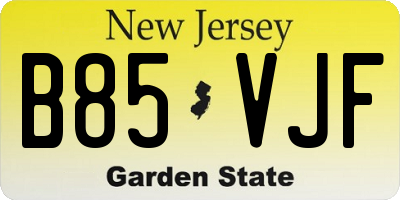 NJ license plate B85VJF