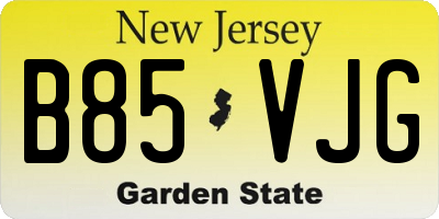 NJ license plate B85VJG