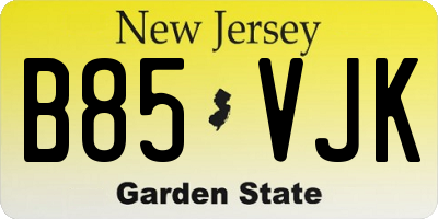 NJ license plate B85VJK