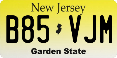 NJ license plate B85VJM