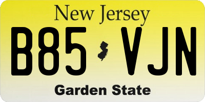NJ license plate B85VJN