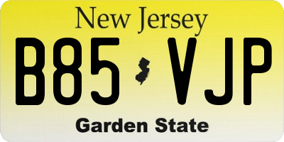 NJ license plate B85VJP