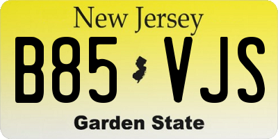 NJ license plate B85VJS