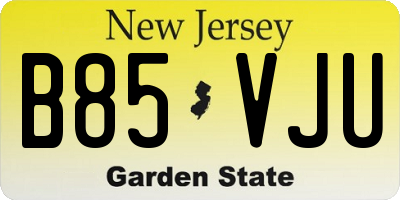 NJ license plate B85VJU