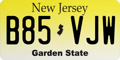 NJ license plate B85VJW