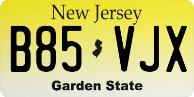 NJ license plate B85VJX