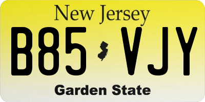 NJ license plate B85VJY