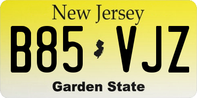NJ license plate B85VJZ