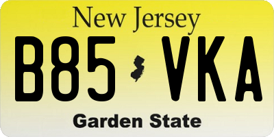 NJ license plate B85VKA