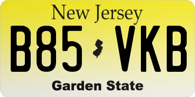 NJ license plate B85VKB