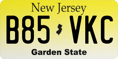 NJ license plate B85VKC