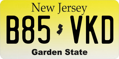 NJ license plate B85VKD