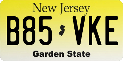 NJ license plate B85VKE