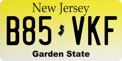 NJ license plate B85VKF