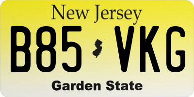 NJ license plate B85VKG