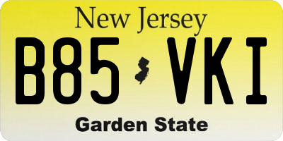 NJ license plate B85VKI