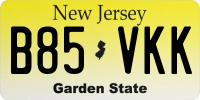 NJ license plate B85VKK