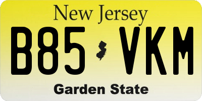 NJ license plate B85VKM