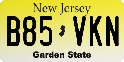 NJ license plate B85VKN