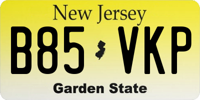 NJ license plate B85VKP