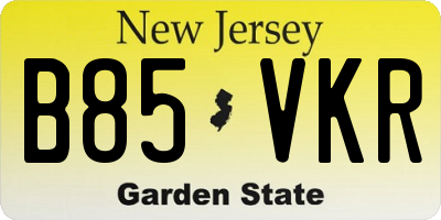 NJ license plate B85VKR