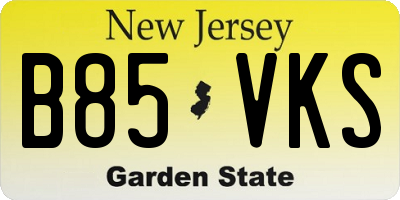 NJ license plate B85VKS