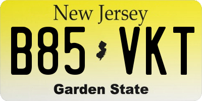 NJ license plate B85VKT