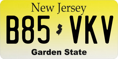 NJ license plate B85VKV
